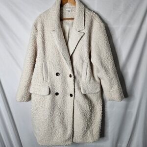 Vila‎ 26 INT'L Double Breasted Teddy Coat in Cream sz XL